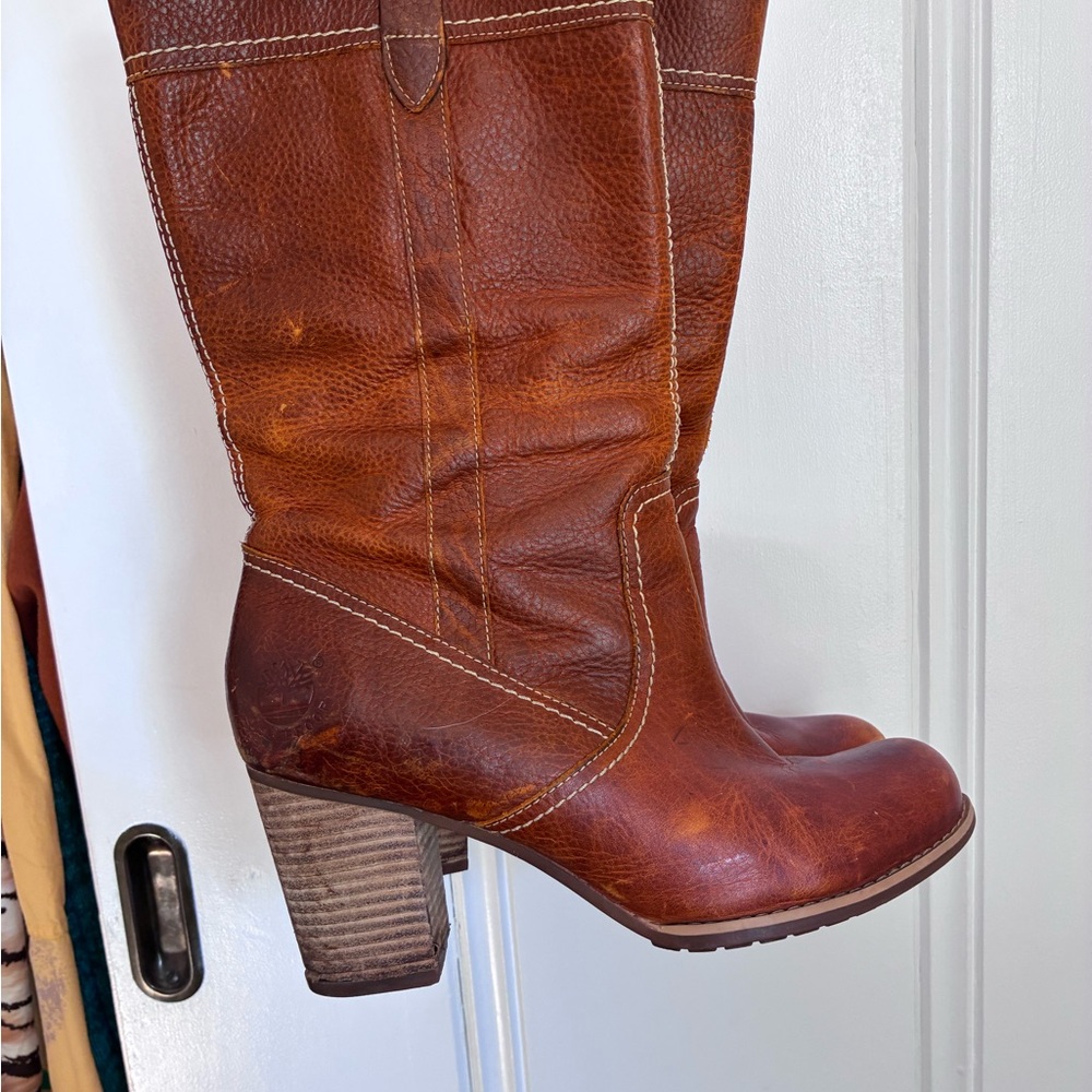 Timberland Rustic Brown Mid-Calf Heeled Western Boots - Picture 4 of 10